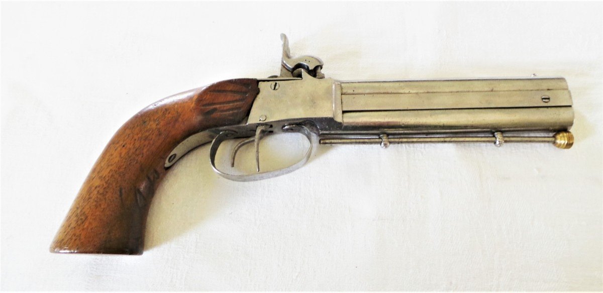 2nd Empire Pistol With Superimposed Barrels - XIX°-photo-2