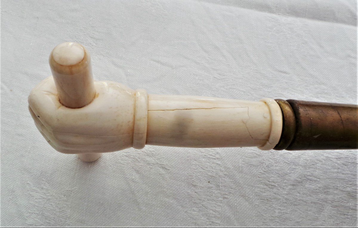 Cane With Pommeau - Firm Hand Holding A Roll - XIX°-photo-2