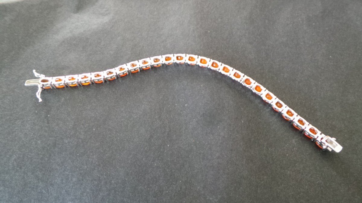 Fire Opal On 925 Silver Bracelet - XX°-photo-1