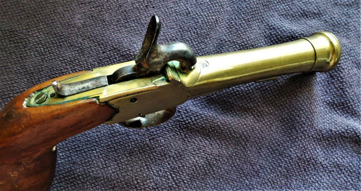 ANGLETERRE - PISTOLET CANON  TROMBONNE EN BRONZE  PAR " J. WILSON " - 1830/1840 - XIX°-photo-1