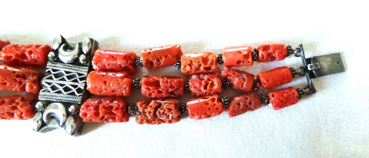 Coral & Silver Bracelet - 20th Century-photo-3