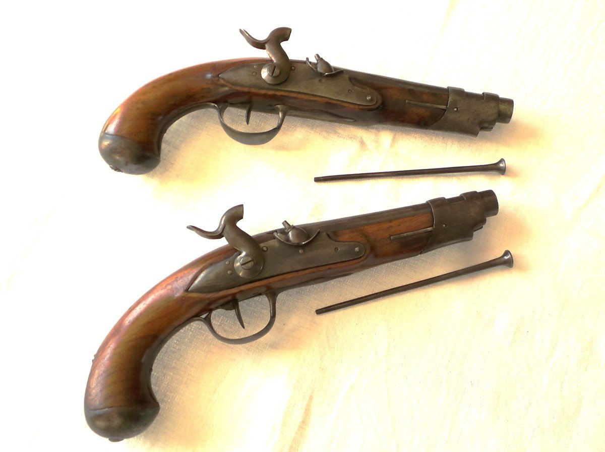 PAIRE DE PISTOLET D'ARCON D EPOQUE REVOLUTIONNAIRE - FRANCE - XVIII°-photo-2