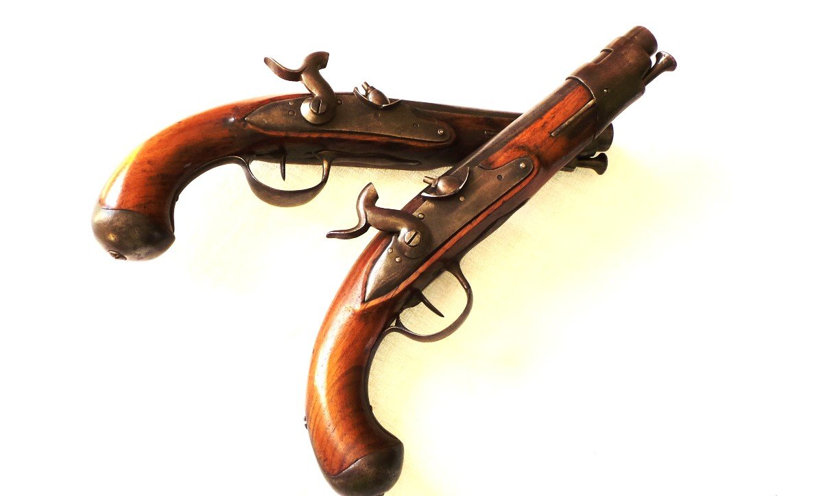 PAIRE DE PISTOLET D'ARCON D EPOQUE REVOLUTIONNAIRE - FRANCE - XVIII°