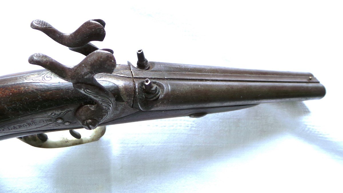 Platinum Pistol Signed - G Laporte & Cie - 1840-1870 - Nap III° - XIX°-photo-1