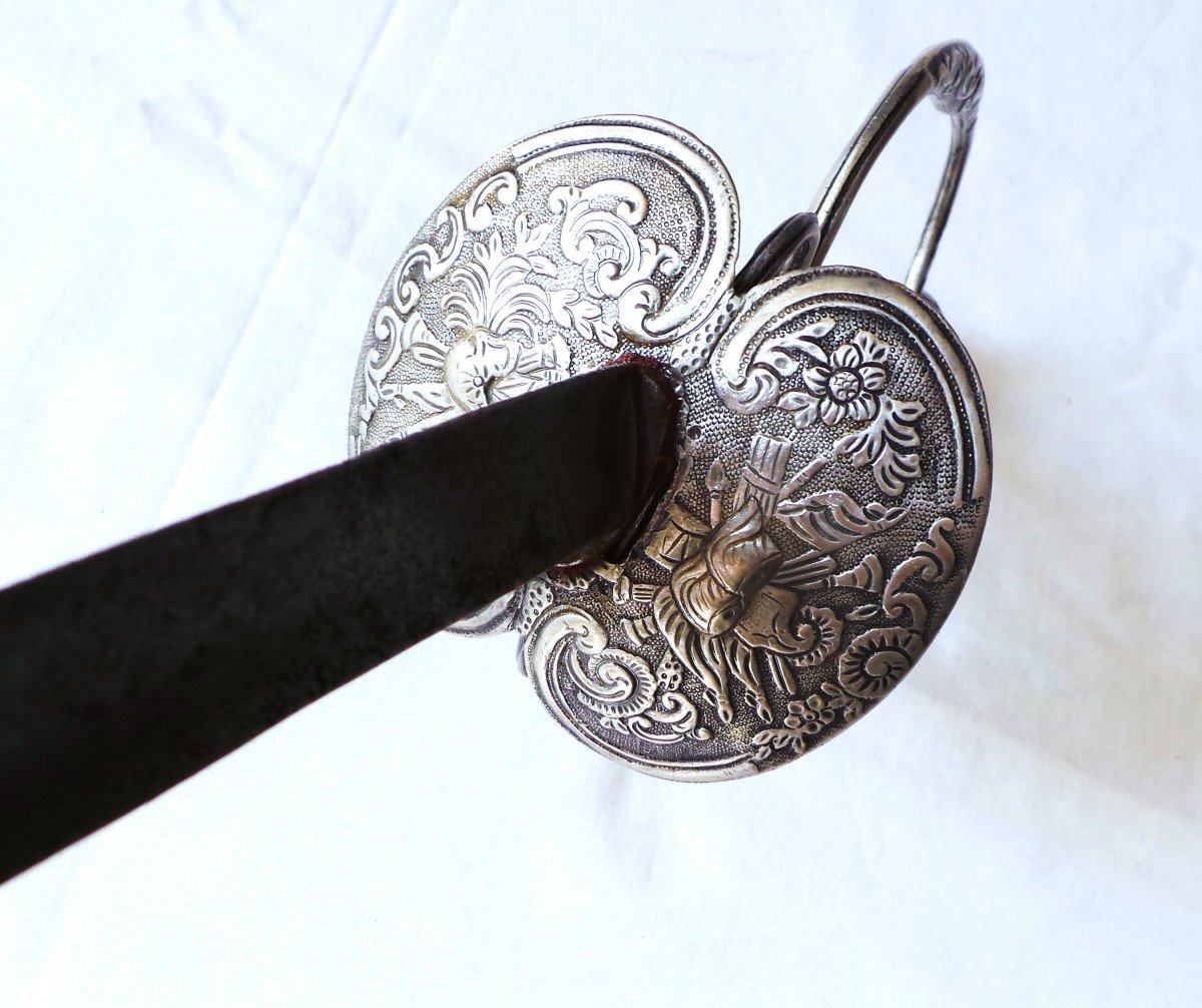 Officer's Sword Mounted Entirely In Silver With A Donkey - 18th Century - Louis XV - Louis XVI-photo-2