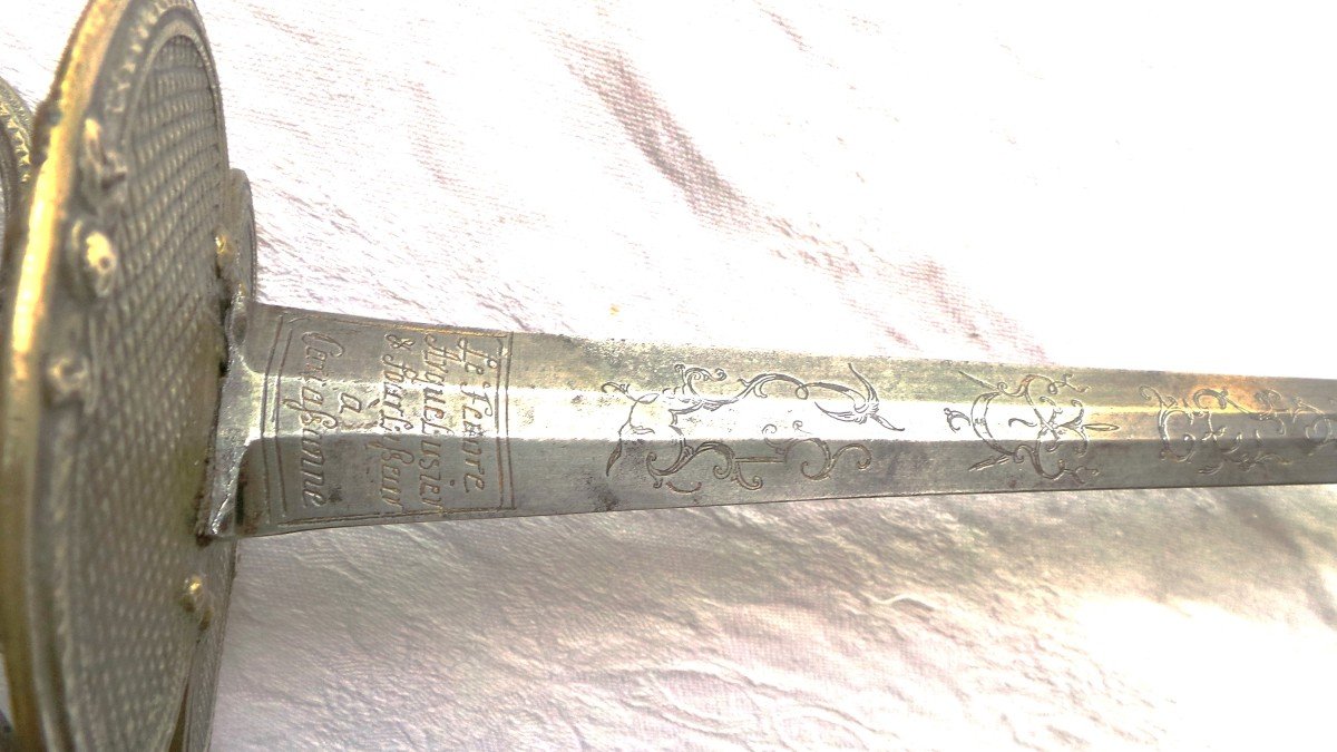 Chiseled Bronze Court Sword - 18th Century - Arquebussier Fourbisseur "lefeuvre" In Carcassonne --photo-2