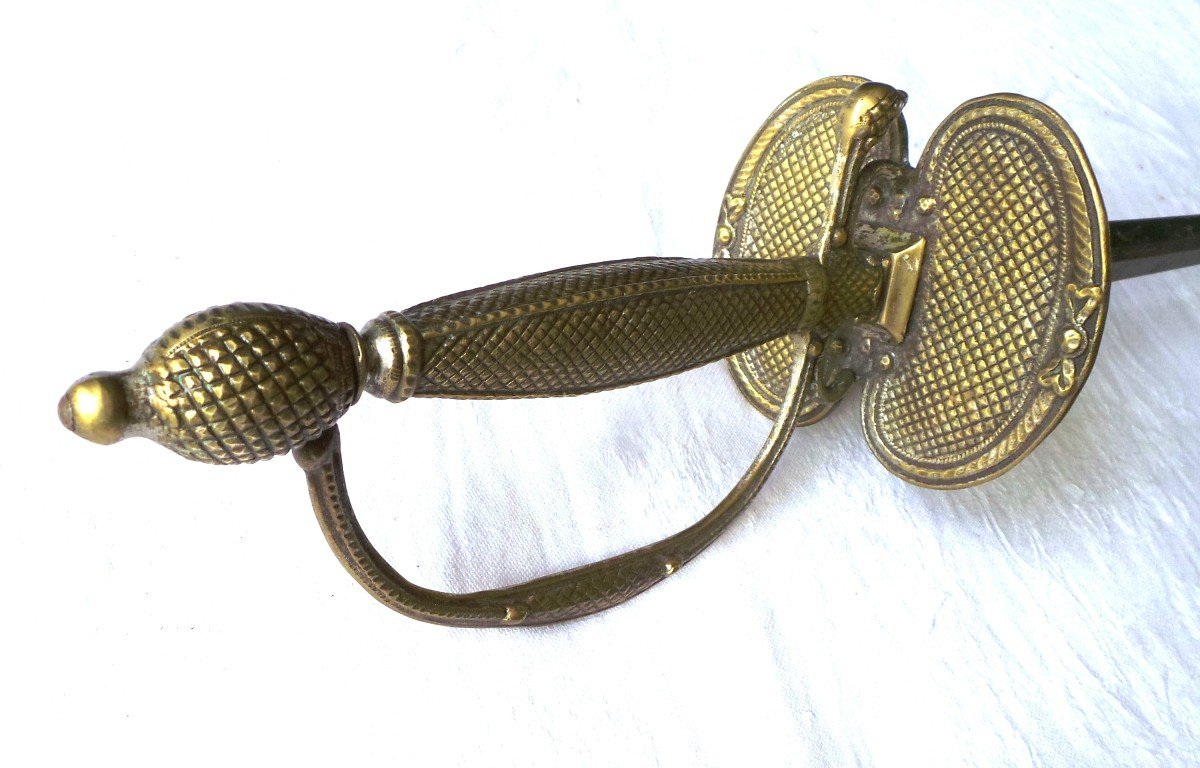 Chiseled Bronze Court Sword - 18th Century - Arquebussier Fourbisseur "lefeuvre" In Carcassonne --photo-4