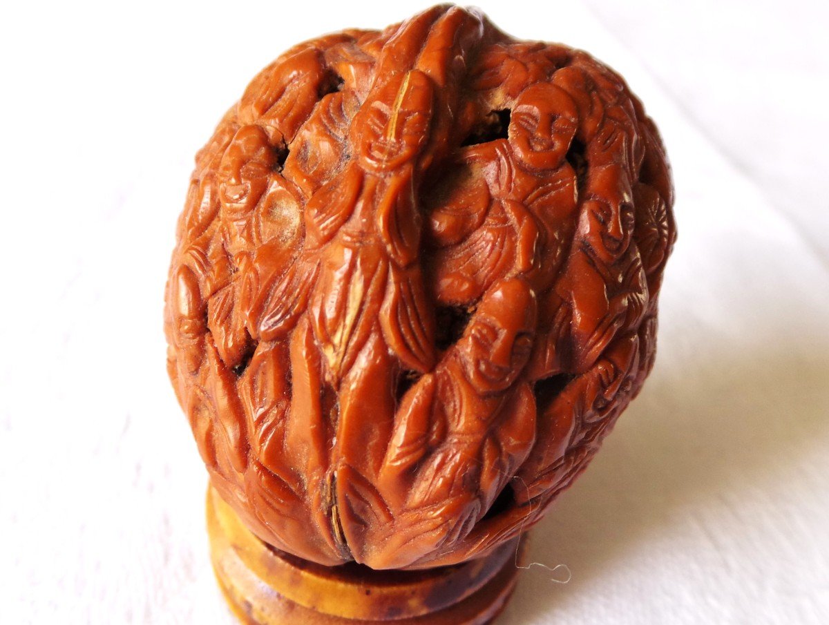 China - 19th Century - Carved Nuts "hediao" Immortal Monks "luohan" --photo-5