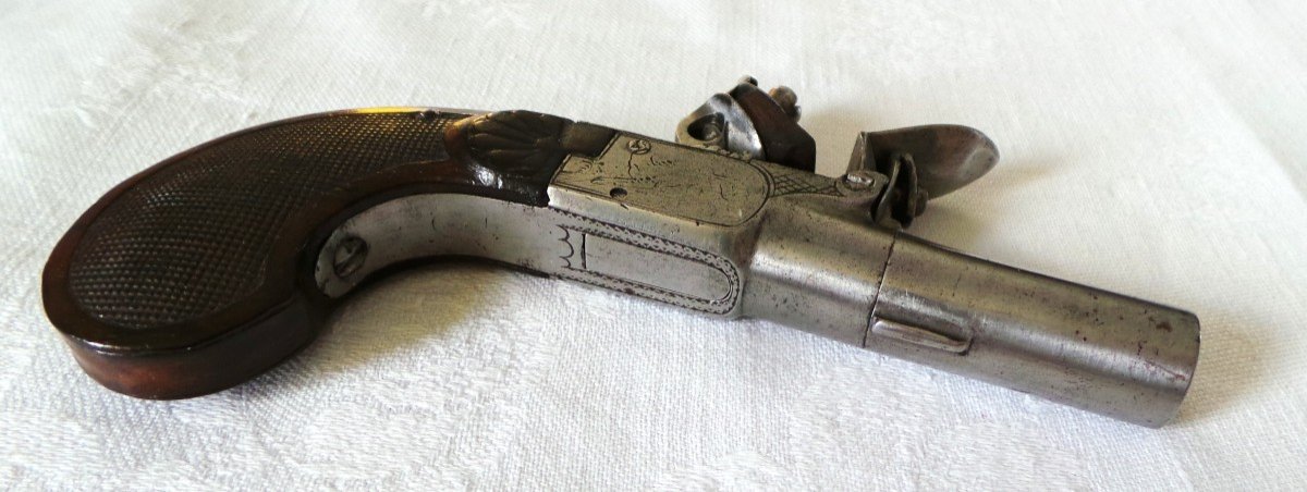 PISTOLET A L' ECOSSAISE A SILEX - CAL 13 -EPOQUE " LOUIS XVI " -  XVIII°-photo-4