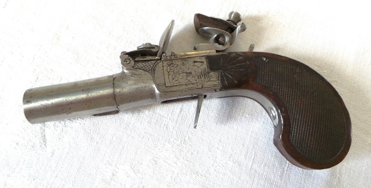 PISTOLET A L' ECOSSAISE A SILEX - CAL 13 -EPOQUE " LOUIS XVI " -  XVIII°-photo-4