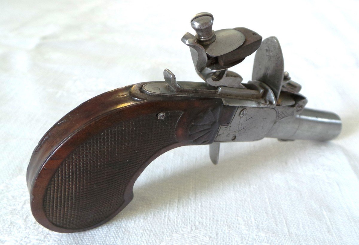 PISTOLET A L' ECOSSAISE A SILEX - CAL 13 -EPOQUE " LOUIS XVI " -  XVIII°-photo-5