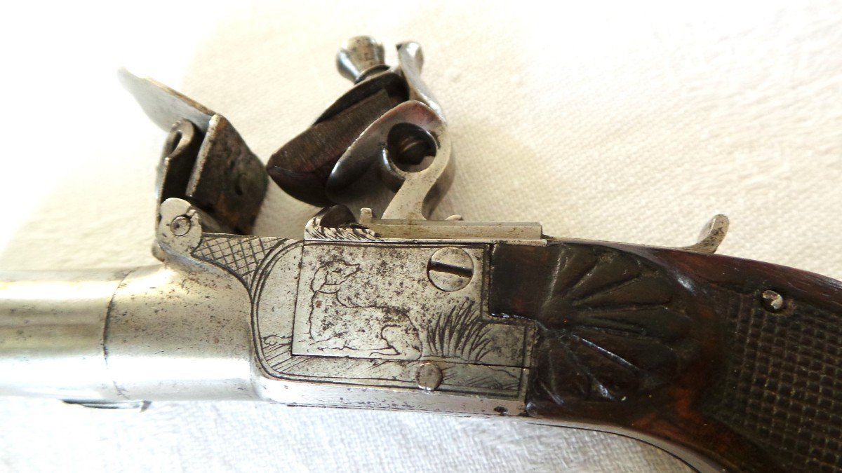 PISTOLET A L' ECOSSAISE A SILEX - CAL 13 -EPOQUE " LOUIS XVI " -  XVIII°-photo-6