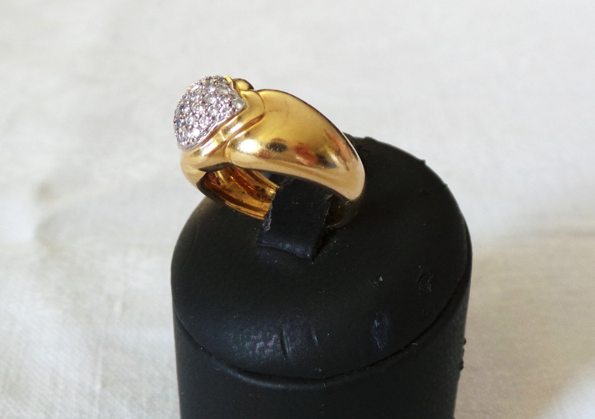 BAGUE DE TYPE GODRON EN OR 18 K ET 40 DIAMANTS- XX°-photo-2