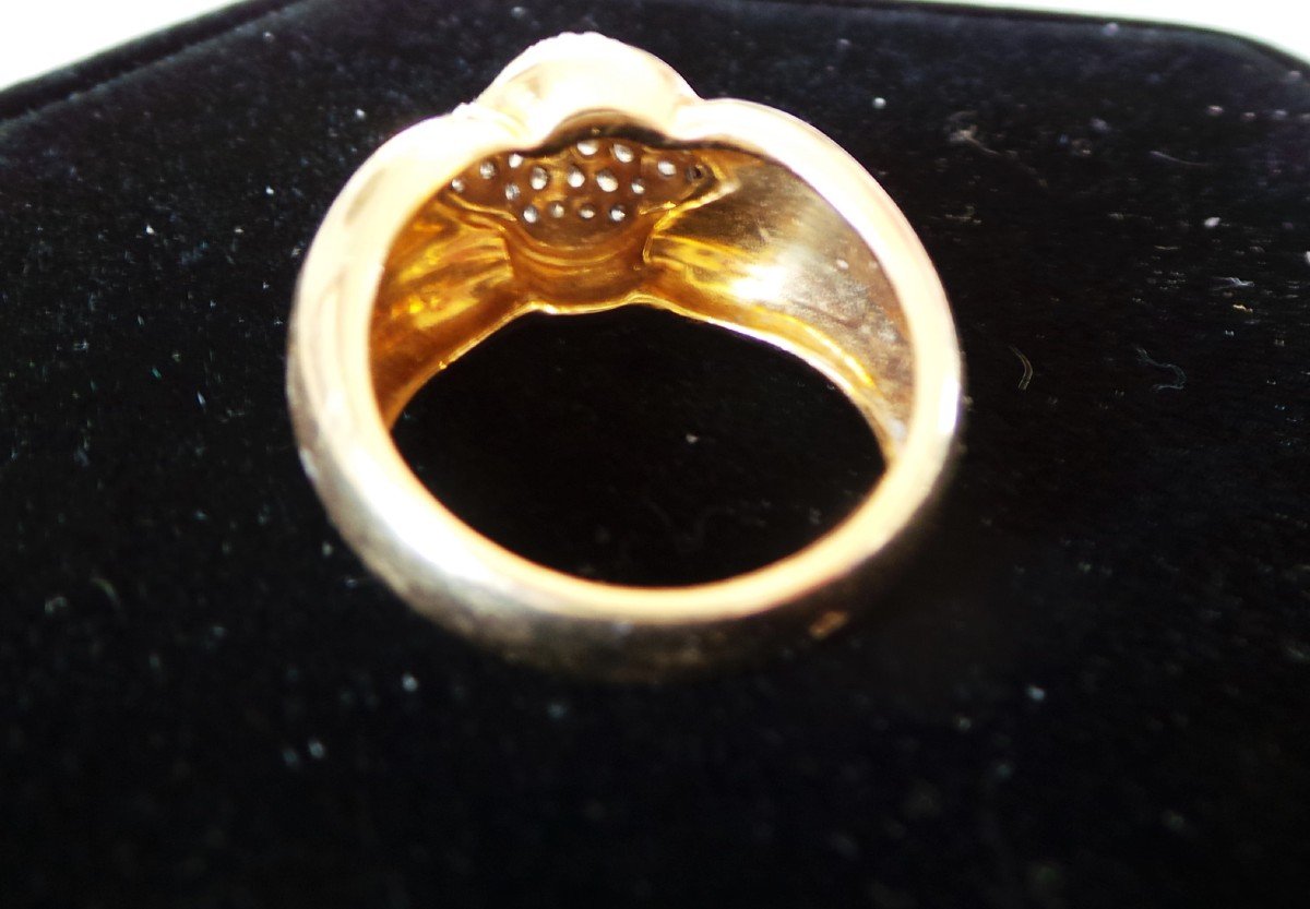 BAGUE DE TYPE GODRON EN OR 18 K ET 40 DIAMANTS- XX°-photo-1