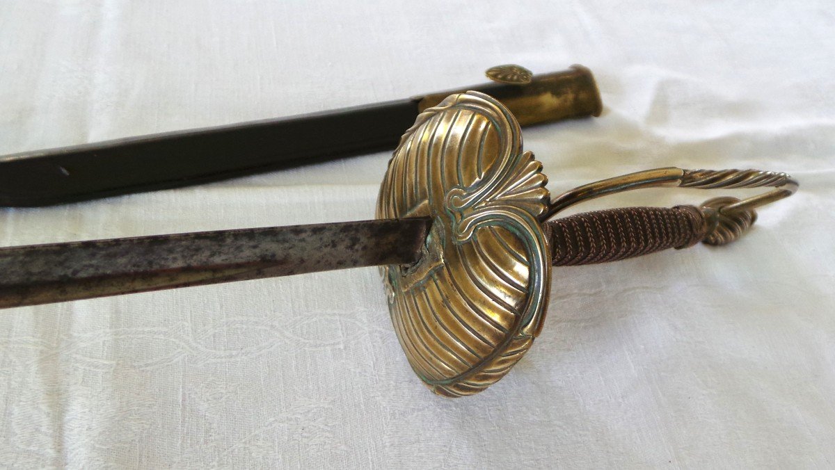 EPEE OFFICIER SUPERIEUR A LA COLICHEMARDE ET FOURREAU - EPOQUE : LOUIS XV - 1715 -1774 - XVIII°-photo-4