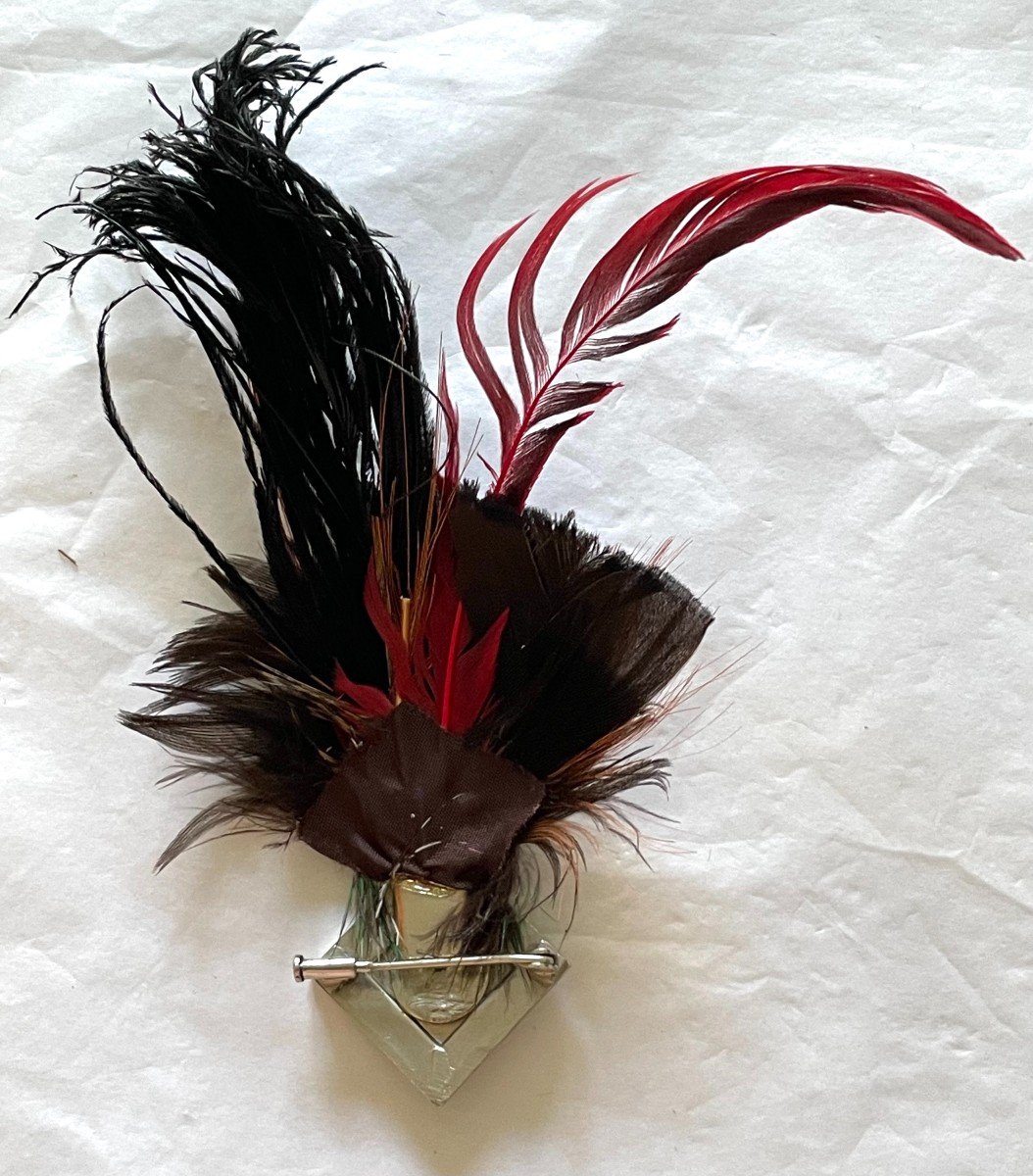 Meeting Of 3 Feather And Colored Rhinestone Brooches - XX°-photo-6