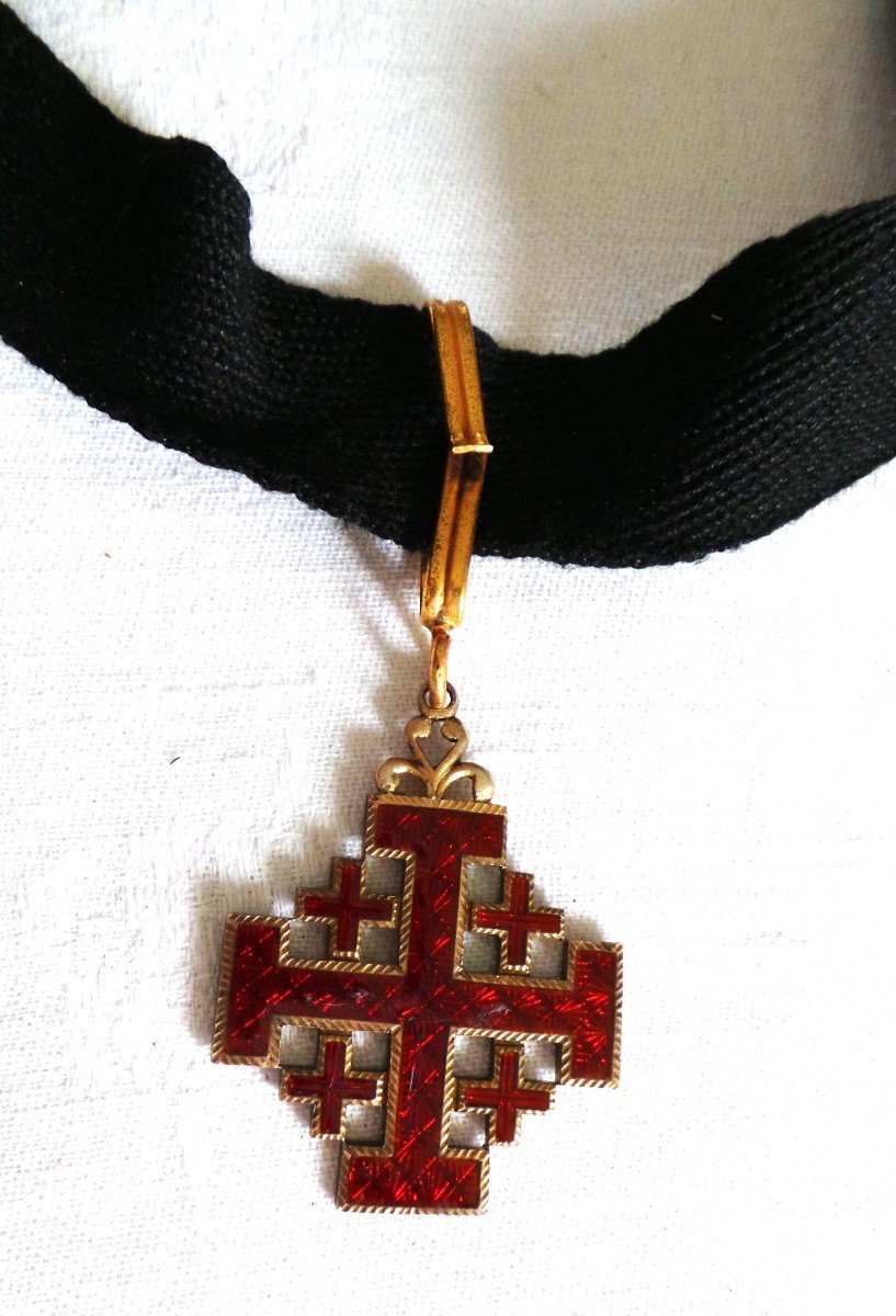 CROIX DE COMMANDEUR - ORDRE ROYAL DU SAINT-SEPULCRE DE JERUSALEM -  VERMEIL & EMAIL -XIX°