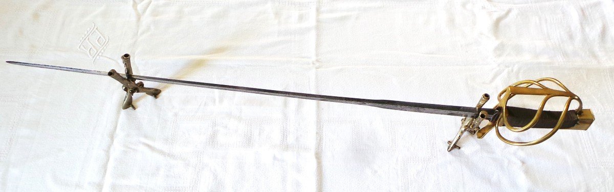 EPEE LAME A LA COLICHEMARDE  GRAVEE AUX ARMES D'ORANGE NASSAU ( 1711-1751 ) XVIII°-photo-4