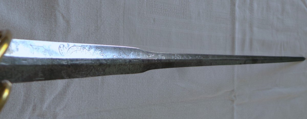 EPEE LAME A LA COLICHEMARDE  GRAVEE AUX ARMES D'ORANGE NASSAU ( 1711-1751 ) XVIII°-photo-5