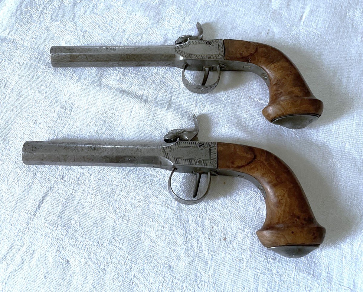 Pair Of Scottish-style Pistols - Marks "b & C" - Percussion - 19th Century -photo-3