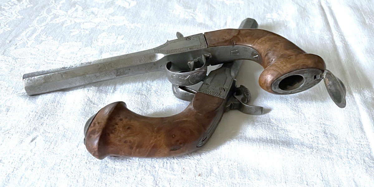 Pair Of Scottish-style Pistols - Marks "b & C" - Percussion - 19th Century -photo-1