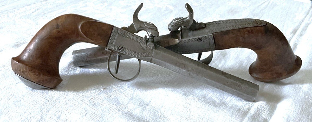 Pair Of Scottish-style Pistols - Marks "b & C" - Percussion - 19th Century -photo-4