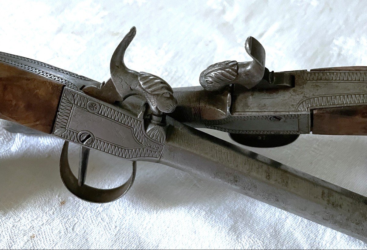 Pair Of Scottish-style Pistols - Marks "b & C" - Percussion - 19th Century -photo-5