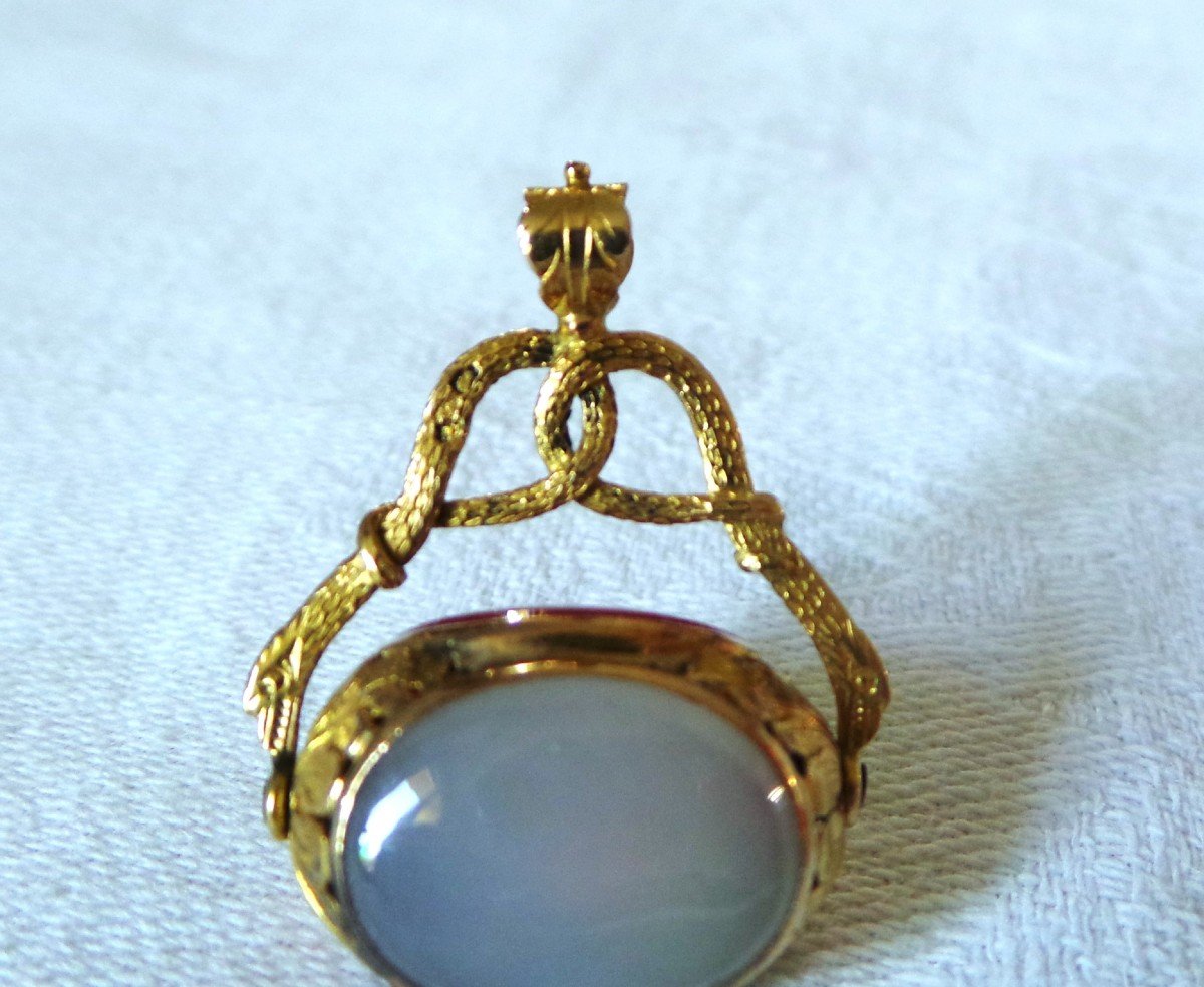 Secret Pendant - 18k Gold - Agates - Snake Decorations - Painted - 19th Century-photo-7