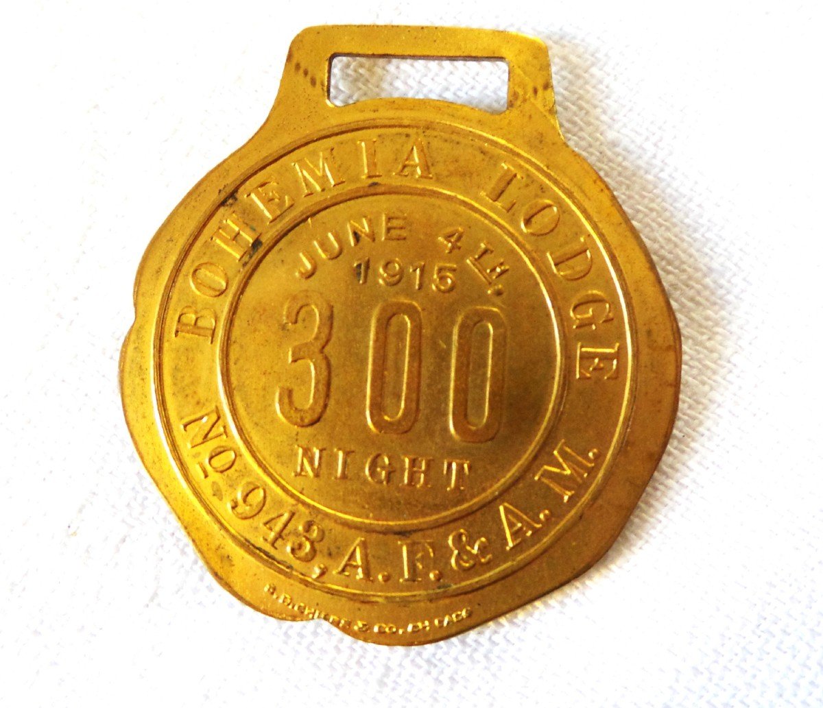 Gold Metal Medal - 1915 - Bohemia Lodge N° 943 -300 Night