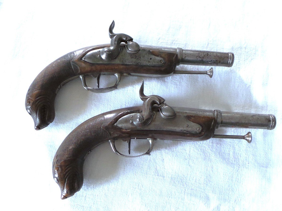 Marine Officer's "sea Dog" Pistol - "vest & Desaga A Tulle" - 18th-19th Century