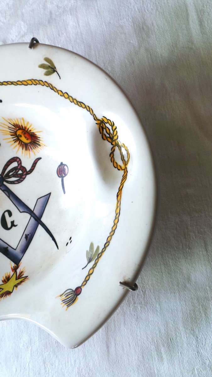 Shaving Dish With Masonic Decoration - Meissen Earthenware Ritzenhoff & Becker Manufacturer -photo-3