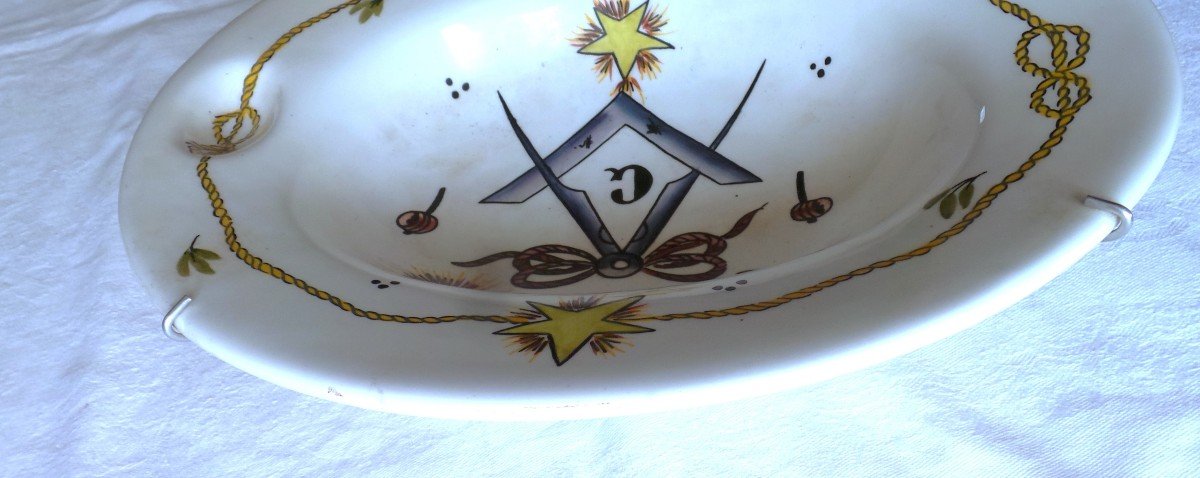 Shaving Dish With Masonic Decoration - Meissen Earthenware Ritzenhoff & Becker Manufacturer -photo-5