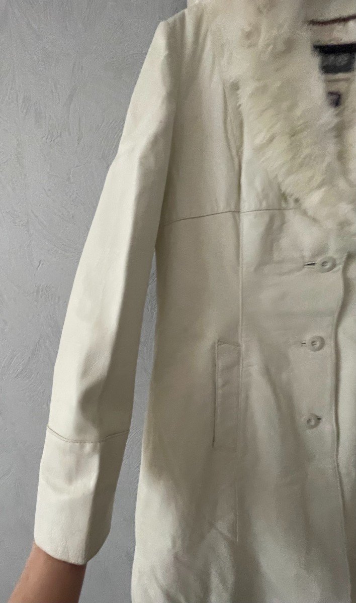 MANTEAU CUIR AGNEAU BLANC - MAISON WILSON LEATHER SINCE 1899-photo-5