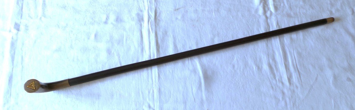 Cane With Masonic Decoration In Rosewood And Horn - Early 20th Century-photo-2