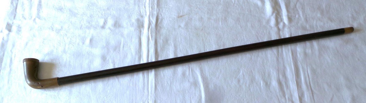 Cane With Masonic Decoration In Rosewood And Horn - Early 20th Century-photo-1