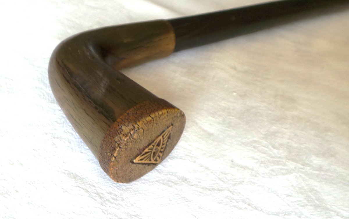 Cane With Masonic Decoration In Rosewood And Horn - Early 20th Century-photo-4