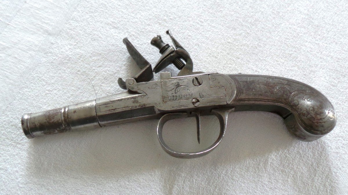 PISTOLET  A SILEX A L'ECOSSAISE -" SEGLAS - LONDON" - VERS 1760-70 - XVIII°-photo-2