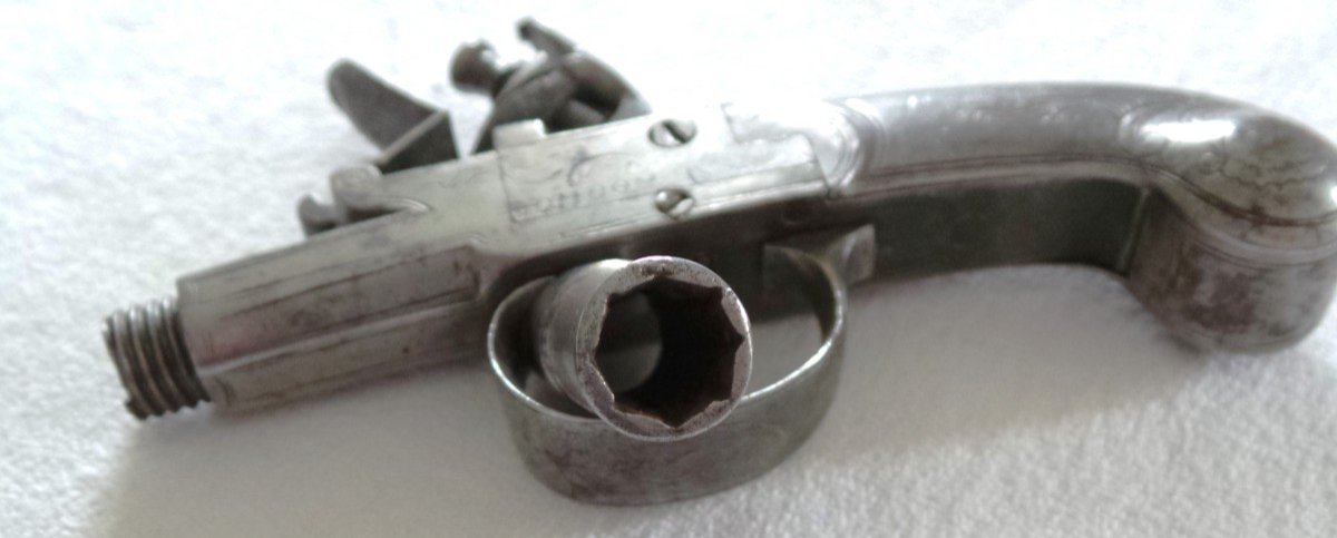 PISTOLET  A SILEX A L'ECOSSAISE -" SEGLAS - LONDON" - VERS 1760-70 - XVIII°-photo-3