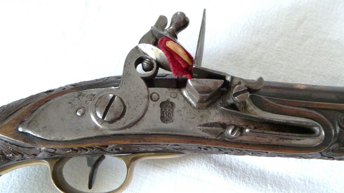 Large & Luxurious Officer's Pistol Very Work - 18th Century - Spanish-photo-2