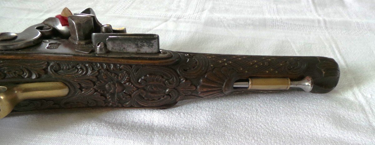 Large & Luxurious Officer's Pistol Very Work - 18th Century - Spanish-photo-4