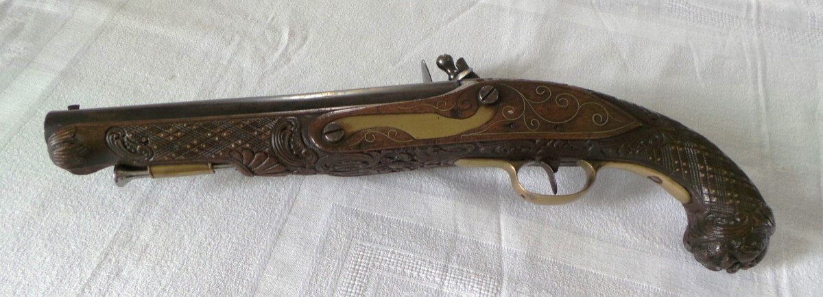 Large & Luxurious Officer's Pistol Very Work - 18th Century - Spanish-photo-1