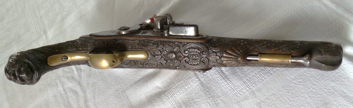 Large & Luxurious Officer's Pistol Very Work - 18th Century - Spanish-photo-2