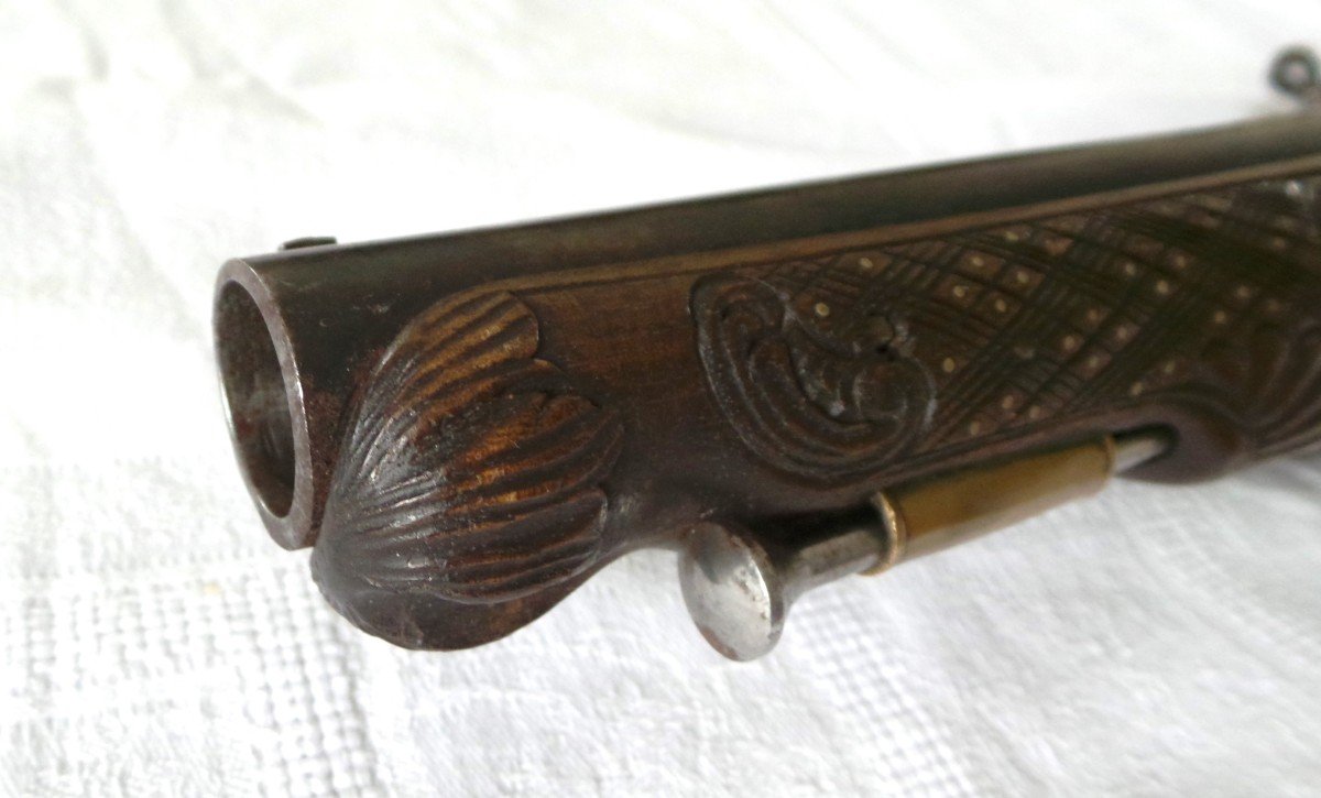 Large & Luxurious Officer's Pistol Very Work - 18th Century - Spanish-photo-7