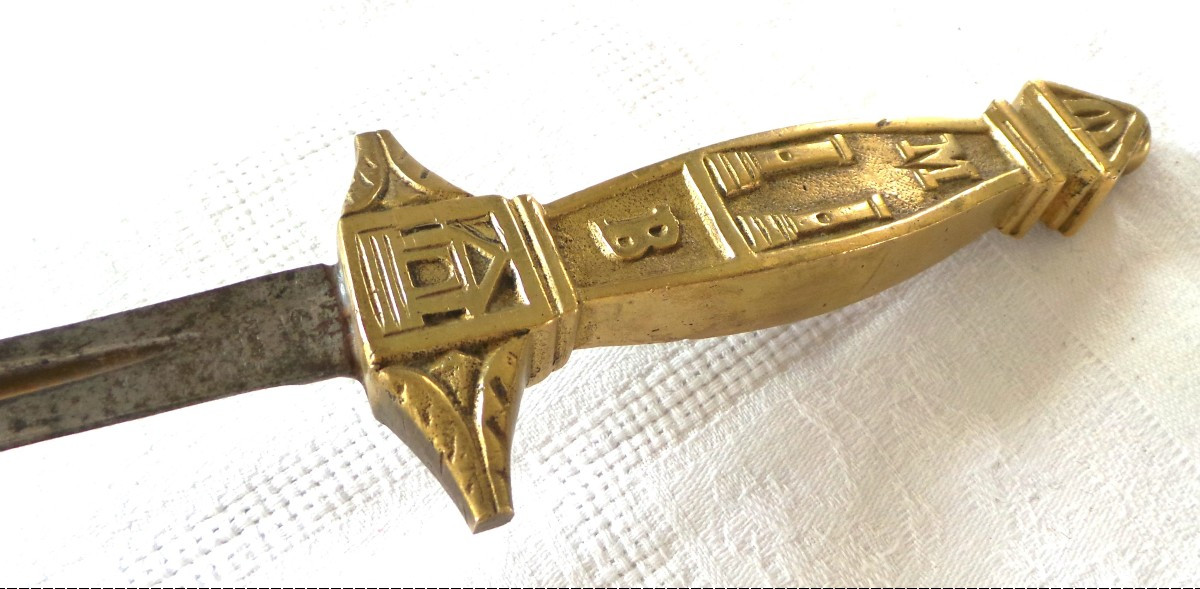 Bronze Sword Decorated With Attributes Of Masonic Symbolic - Blade With Hallmarks - 19th Century-photo-1