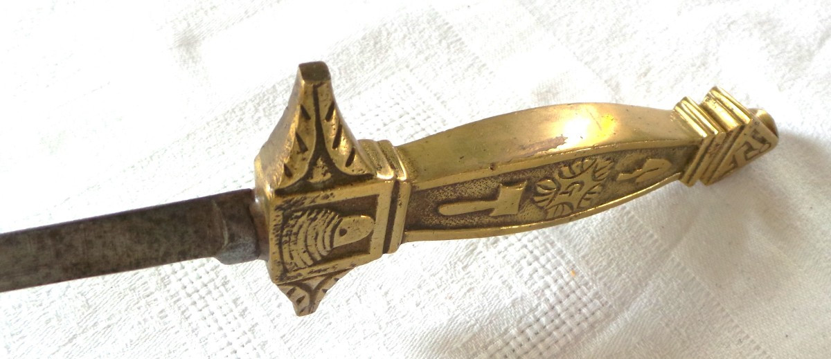 Bronze Sword Decorated With Attributes Of Masonic Symbolic - Blade With Hallmarks - 19th Century-photo-2