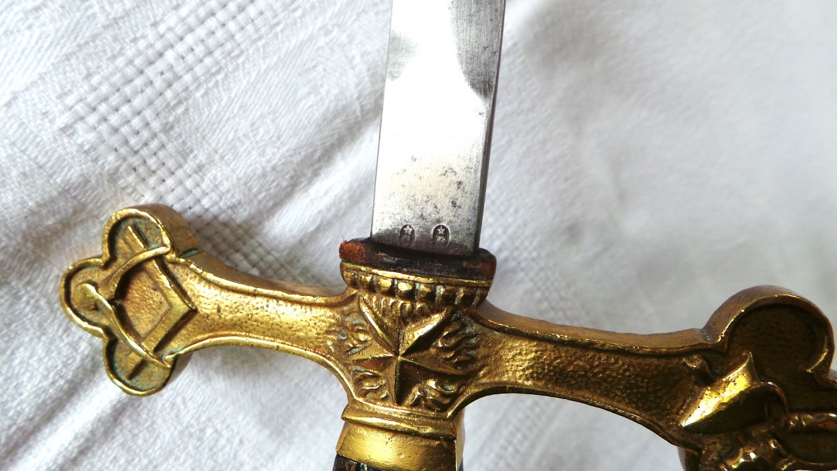 Masonic Sword With Flaming Blade - Blade: Couleaux/klingenthal - 2nd Empire - 19th-photo-4