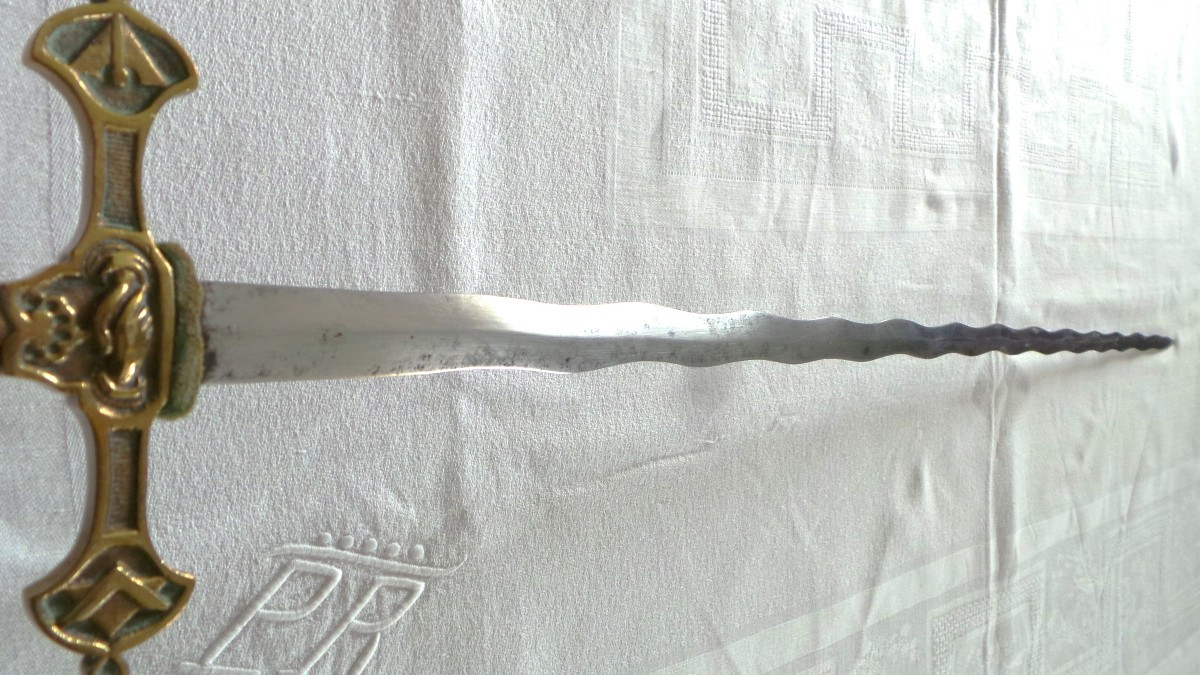 Masonic Sword With Flaming Blade - Stamped Blade - 19th Century -photo-4