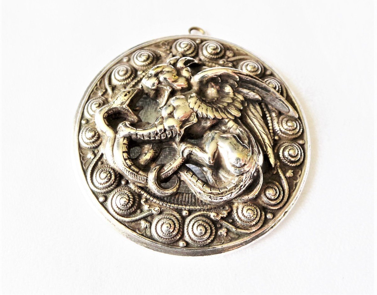 PENDENTIF EN ARGENT - DRAGON & SERPENT - XX°-photo-3