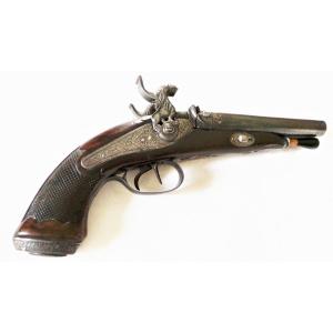 Luxury Pistol With Juxtaposed Double Barrels -signed -eibar-bascaran- 1852