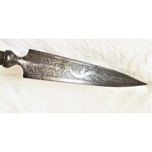 Indo-persan Empire - XIX° - Engraved Spear Head -